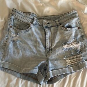 American Eagle Outfitters Blue Distressed Jean Shorts